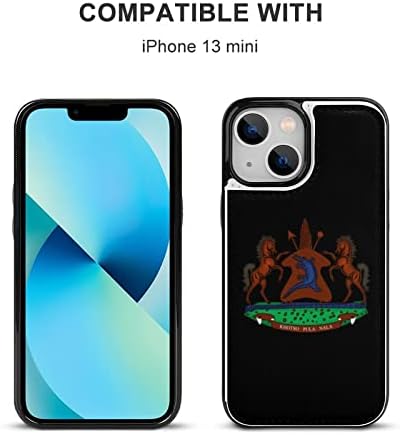 Флип калъф за телефон с изображение на емблемата на държавата Лесото, съвместим с iPhone 13 Mini, с отделение за карти