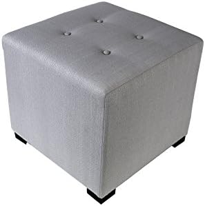 MJL Furniture Designs Дизайнерски Табуретка Merton с Квадратна Тапицерия на 4 Копчета с Кичурите, Сив