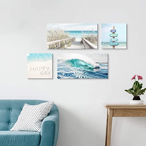 Плажната Стенни картина върху Платно: Синята Океанская вълна и Пътека, Крайбрежен Пейзаж, Произведения на изкуството,