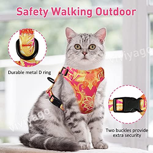 Шлейка за котки Viviyago за разходки, Защищающая от Бягство Регулируема Модни Шлейка за домашни любимци, Мека Дишаща