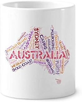Карта вкусове Австралия Живописни Места Илюстрация на Притежателя Дръжка За четка за зъби, Чаша Керамична Поставка за Чаша