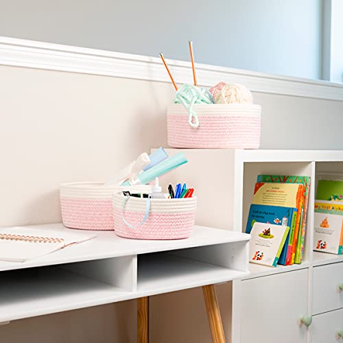 OrganiHaus Комплект от 3 Розови Кошници за организацията | Детска Кошница за съхранение в гардероба | Малката