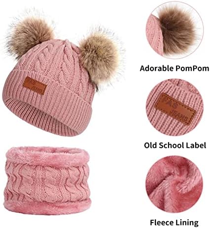 Duoyeree/Детска Зимна Шапка, Шал, Ръкавици, Комплект шапки за еднократна употреба за Момичета И Момчета, вязаная Шапчица с помпоном, Ръкавици, Шалове за Деца от 0 до 3 год?