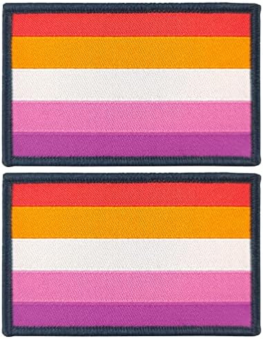 JBCD 2 Пакета Гордост Лесби Флаг Кръпка Залез Гордост с Преливащи се цветове на Знамената на ЛГБТ Флаг Тактическа Нашивка