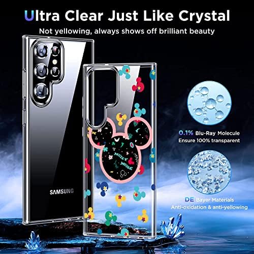 Прозрачен калъф Samsung Galaxy S23 Ultra с дизайн за жените [Не пожълтяват], Сладък Розов калъф за телефон