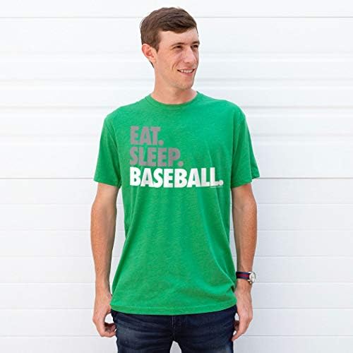 Тениска за възрастни с надпис: Eat Sleep Baseball Bold Text | Бейзболни тениски от ChalkTalk Sports | Различни