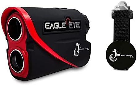 My Golf Store Лазерен далекомер за голф Gen 3 Eagle Eye с 6-кратно увеличение и многопластова оптика, е снабден с регулируеми