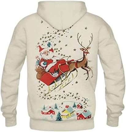 BADHUB Мъжки Hoody с качулка с цип, Коледен Пуловер с 3D Принтом, Тежка Зимна Hoody, Топло Яке върху руното лигавицата