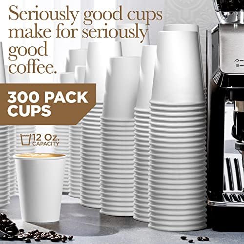 За еднократна употреба бели хартиени кафени чаши -12 грама (опаковка от 300 броя) - Картонени Чаши за Еднократна употреба чаши за чай, горещ шоколад, вода за топли и сту?