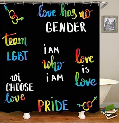 OLEBETY 4 БР. Комплект Завеси За Душ с Дъга, Вдъхновяващи Цитати, Цветни Мотивационни Положителни Думи, Декор за баня за ЛГБТК-лесбийките