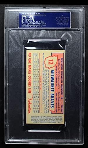 През 1954 г., Johnston Cookies 12 Бен Джонсън Милуоки Брейвз (Бейзболна картичка) PSA PSA 6.00 Брейвз