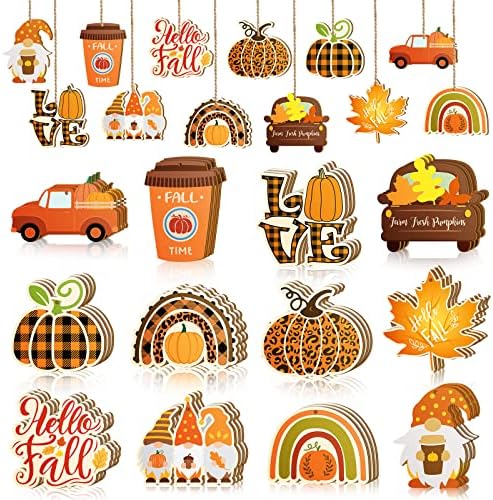 BBTO, 36 опаковки, Есенни Дървени Декорации за Деня на Благодарността, Есенна Тиква, Джудже, Деколтета във формата на листа,