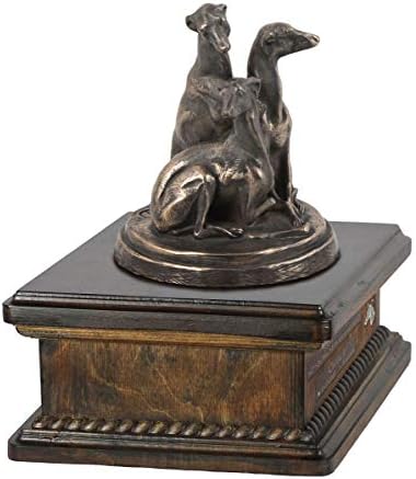 Whippets, Спомен Урна за Кучешки Праха със Статуя, на името на домашен Любимец и Цитат - ArtDog Personalized