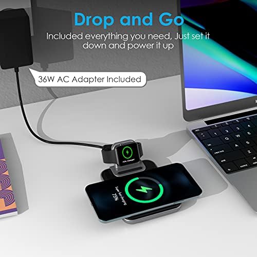 Безжично Зарядно Устройство Mangotek за iPhone и зарядно устройство за часа, 3 в 1 Apple Watch и AirPods За