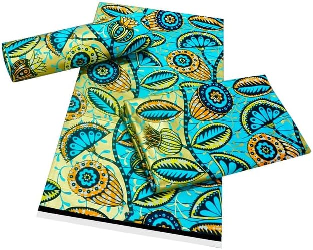 Африканска плат двор Плат Анкара африка истински восъчни разпечатки златен памук за шиене Материал 6 ярда плат на
