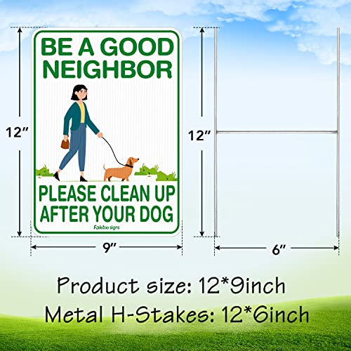 Знаци Faittoo Убирай за моето куче, (2 опаковки) 12 x 9 Двустранен с метален Н-образен пръстен Знаци Не какать за косене на трева,