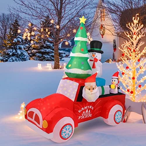 OLIGANE 8-футовое Надувное Украса за камиона на Дядо Коледа, Надуваеми Коледно Дърво, led декорация за Двор със Снеговиком, Пингвин,
