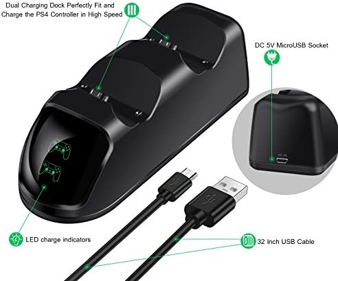 Зарядно устройство за контролер ECHTPower PS5 【Актуализиран】, зарядно устройство за Playstation 5 с монтиране на зарядно устройство и USB кабел C, led индикатор за защита от чипо?