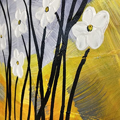 GO2HEJING Arts Цветя Стенен Декор Ръчно Рисувани и 3D Бели Картини с маслени Бои Модерни Абстрактни Ботанически Картини Естетическо