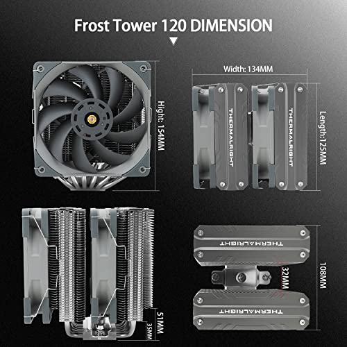 Въздушен охладител за процесор Thermalright Frost Tower 120, 6 Топлинни тръби, Процесора охладител, Двоен 120-мм PWM