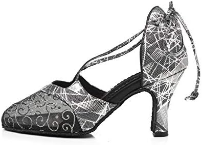 Pierides / Дамски Обувки за Танци балната зала на Замшевой подметка с Пайети за Латиноамериканска Салса 1920-те години