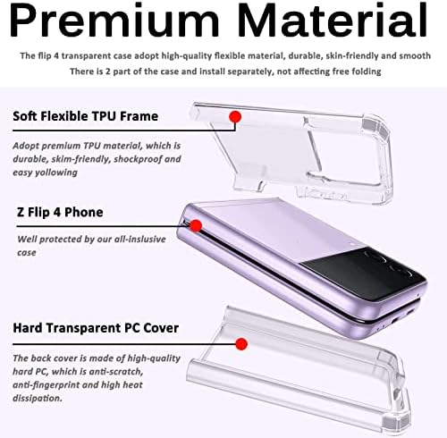 Miimall Съвместим калъф Samsung Galaxy Z Flip 4, Мек Гъвкав калъф от TPU, Лек, Тънък калъф Flip 4, устойчив на