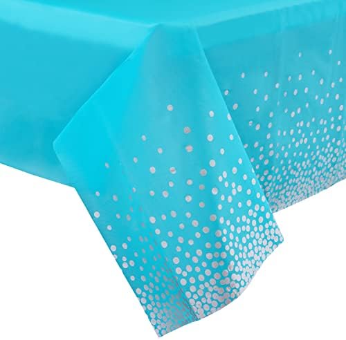 ROYAL Покривка цвят на тюркоаз и сребро BLUEBONNET -Комплект от 2 покривки за Еднократна употреба пластмасови Тюркоаз за маси