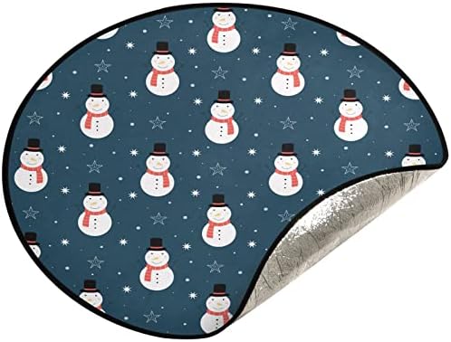 visesunny Коледно Дърво Мат Снежен човек Снежинка Синьо Модел Поставка За Дърво Подложка За Защита на Пода