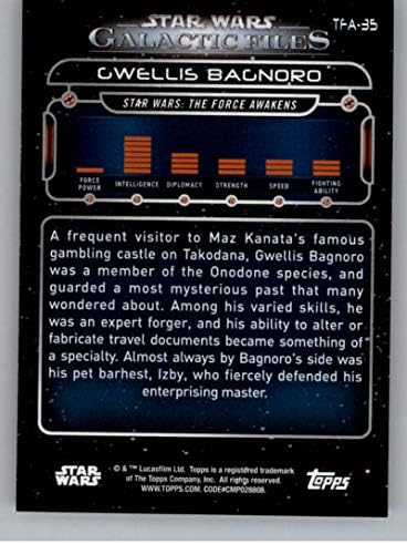 2018 Начело Star Wars Galactic Files TFA-35 Официалната Неспортивная търговска картичка Гвеллиса Баньоро в NM или по-добро