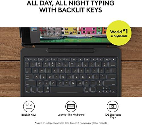 Калъф за клавиатури на Logitech за iPad Pro 10.5 инча | ТЪНЪК Комбиниран с Подвижни безжична клавиатура с подсветка