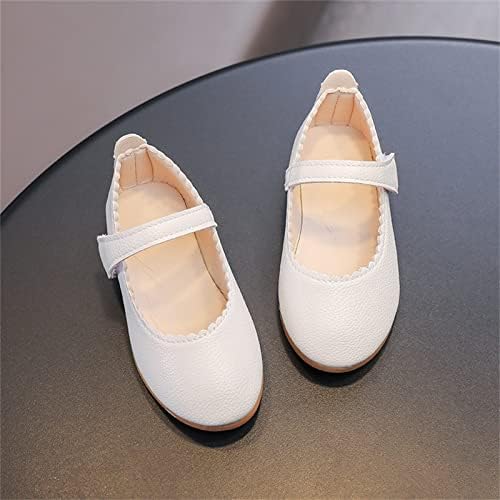 Обувки за малки момичета; Обувки Mary Jane, на равна подметка; балетные обувки без стягане; Обувки за деца; Обувки за деца (Бяло, за малки деца 8-9 години)