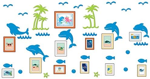 Стенни Стикер за Детска градина, Декор за Детска стая, рамка за снимка, Стикер на стената с Делфина, Фотоборд (Цвят: