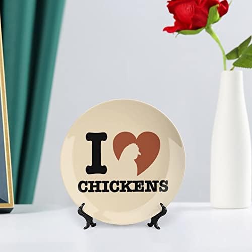 Аз Обичам Пилета Декоративна Чиния Кръгла Керамична Чиния с Поставка за Домашния Офис Сватбен Декор