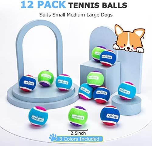 Тенис топки за кучета Nobleza, 12 опаковки, Масивни Надуваеми Плаващи Писклив Тенис Топки за кучета за спорт, Интерактивен Тренировъчен Топката от естествен Каучук за м