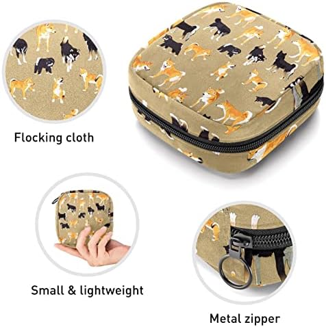 Чанта за съхранение на хигиенни кърпички, косметичка, чанта за тампони, калъф за комплект, чанта за купата на менструална, фигура на куче