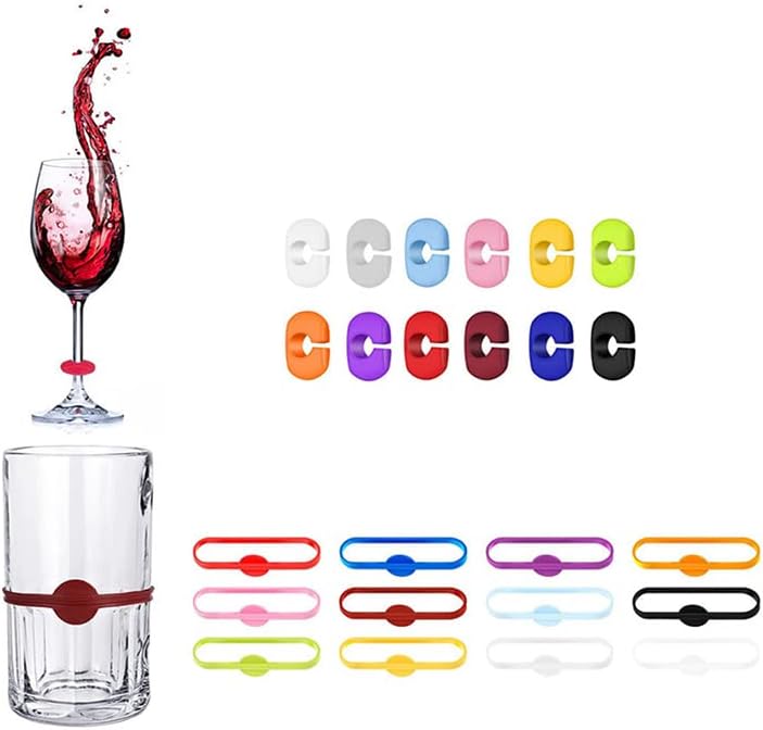 12шт Recognizer Чаши за вино Творчески Силиконови Етикета Етикети За вино, Чаши За Вино, Червено Вино, Бира Маркери За вино,