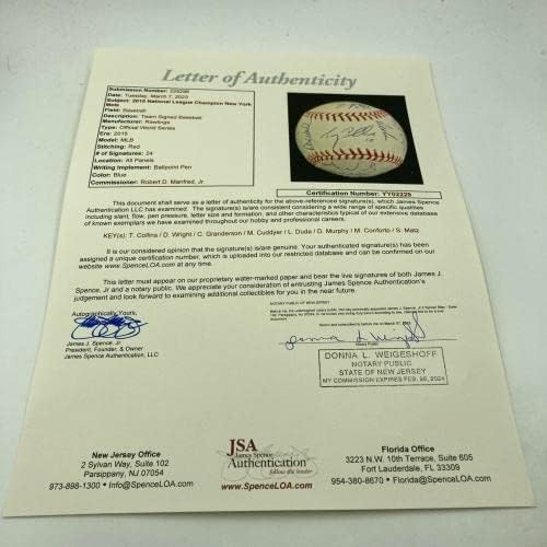 2015 Екипът на New York Метс NL Champs Подписа договор с JSA COA World Series Baseball - Бейзболни топки с автографи