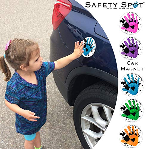 Защитен точков магнит - Отпечатък на детска сключен за сигурност паркиране на кола - Бял с черно петно на фона на (син)