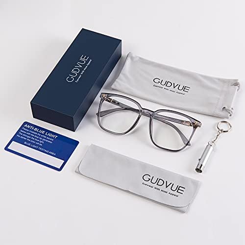 Очила GUDVUE Oversize Blue Light Сив Цвят + Калъф за очила Сив цвят