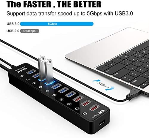 хъб atolla се захранва от USB 3.0, USB сплитер-хъб на 11 портове (7 портове за пренос на данни USB 3.0 + 4 порта интелектуална зареждане) с отделни изходи за включване / изключване ?