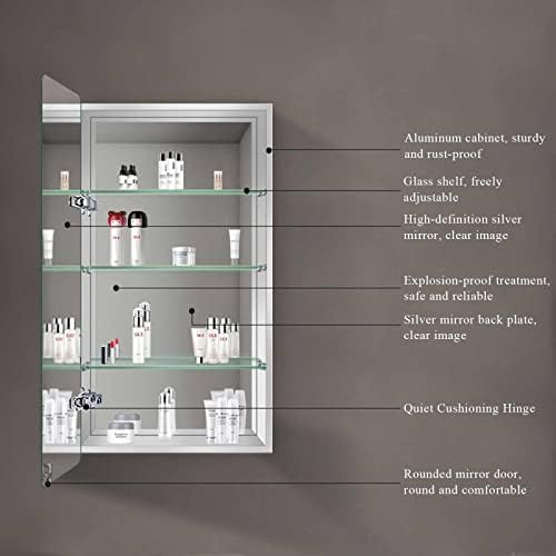 RAZZUM Огледален Шкаф за лекарства Огледален Шкаф за Баня Индивидуално Пространство Алуминиев Огледален Шкаф За Баня