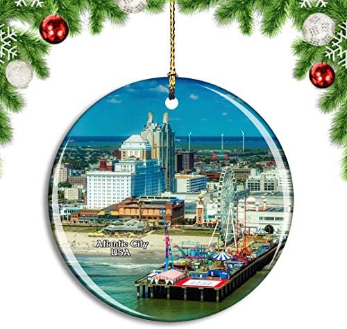 Weekino САЩ Америка Атлантик Сити, Ню Джърси Коледа Коледно Дърво Украшение Бижу Окачен Декор Градски Туристически Сувенир