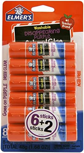 Училищните лепило на пръчки Elmer's застрашените лилав цвят, по 0,21 грама всяка, 8 пръчки в опаковка (E1591)