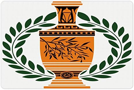 Подложка за домашни любимци Ambesonne в ретро стил за храна и вода, Античната Гръцка Ваза с изображение на