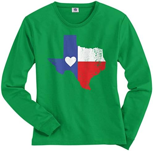 Женска тениска Threadrock с Флага на Тексас и Сърце с дълъг ръкав