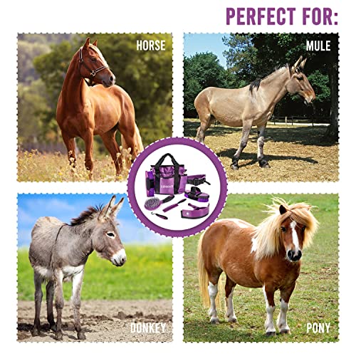 Комплект за грижа за конете от 7 теми с чанта-организатора, набор от принадлежности за баня с Различни четки за коса
