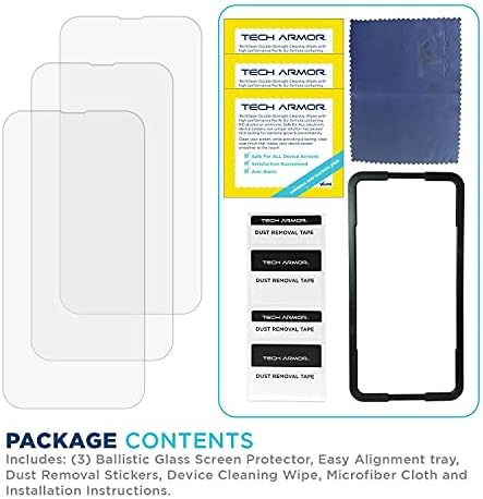 Защитно фолио от балистични стъкло Tech Броня за iPhone 14 Plus и iPhone 13 Pro Max [6,7 инча] Дисплей, 3 опаковки