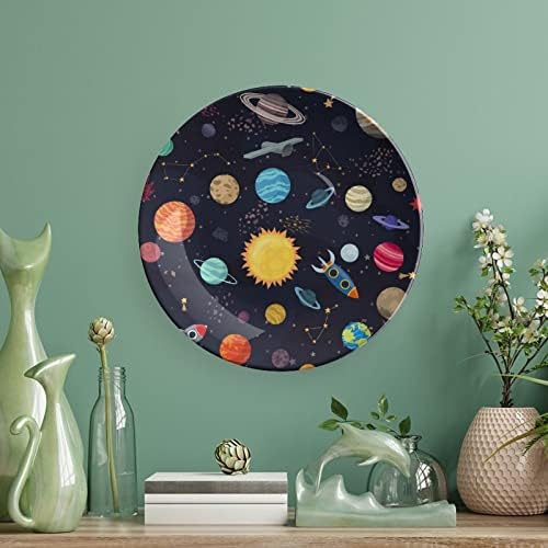Планетите в Слънчевата система и Звездите Обичай Снимка Декоративна Чиния от Костен Порцелан Индивидуалност Керамика