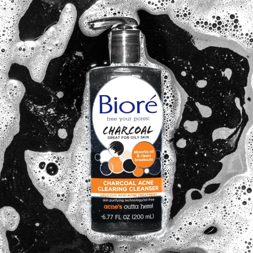 Почистващо средство за лице Bioré скара на дървени Acne Clearing с 1% салицилова киселина и естествени дървени въглища, ви помага