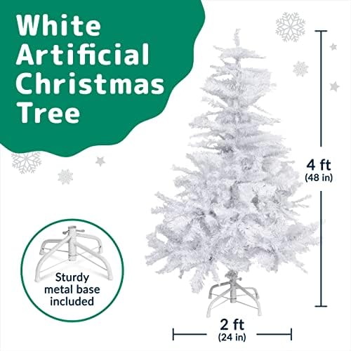 Бяла коледна елха Preextex 4 Крака - 320 Накрайници, Благородна навесная изкуствена канадска ела, Полнотелая Коледно